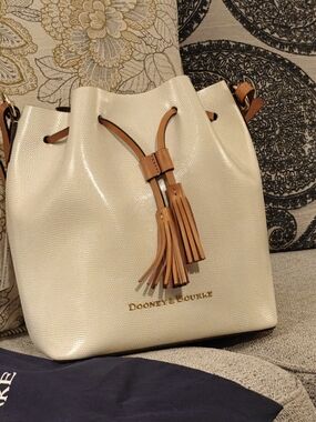 Dooney & Bourke Siena Serena Drawstring Bucket Bag - Bone/Olive